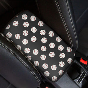 Black Baseball Pattern Print Car Center Console Cover