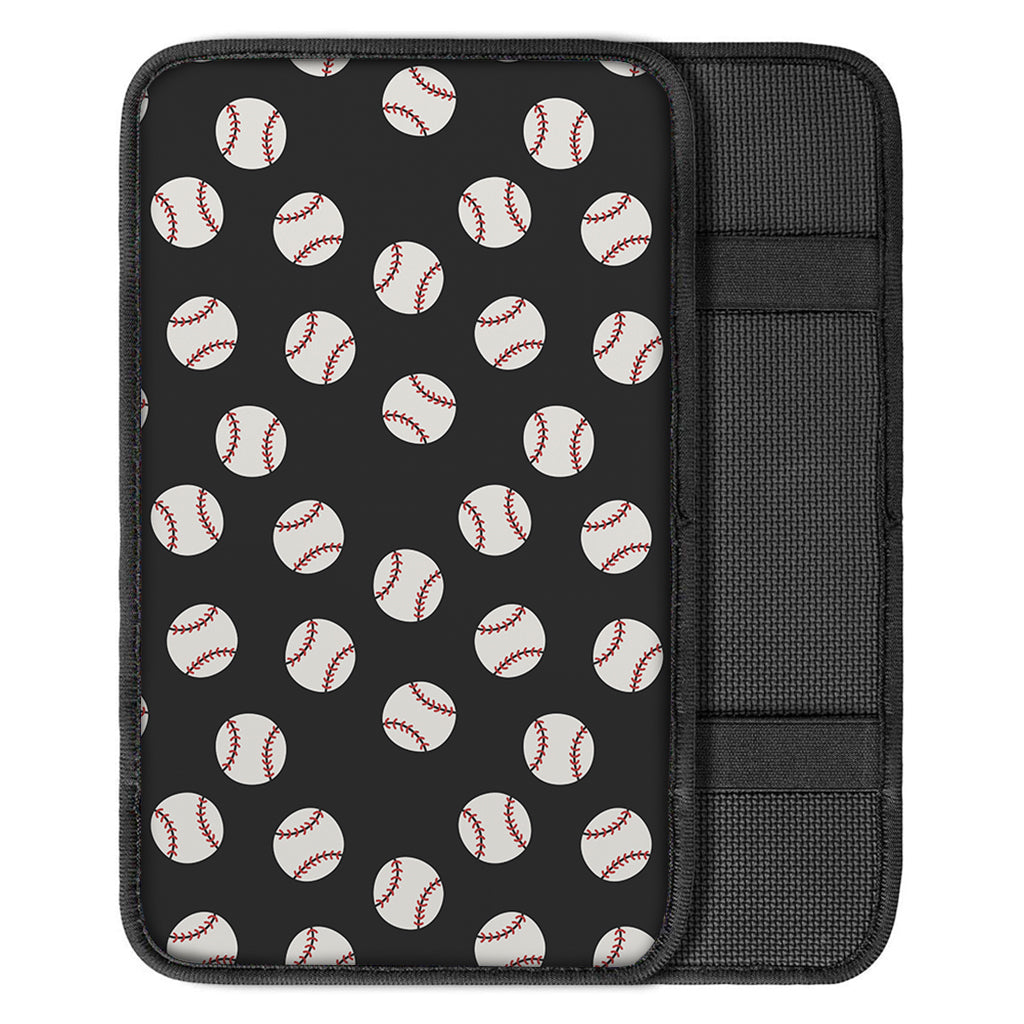 Black Baseball Pattern Print Car Center Console Cover