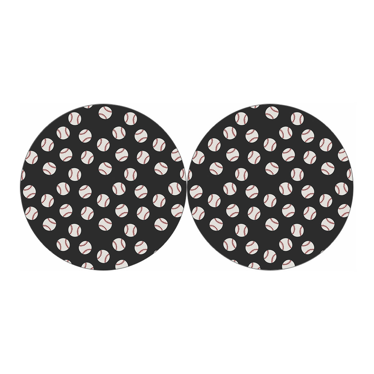 Black Baseball Pattern Print Car Coasters