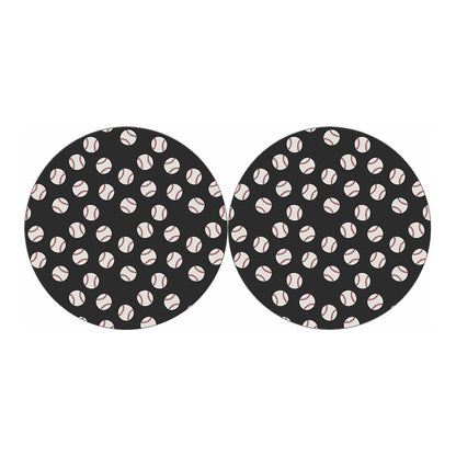 Black Baseball Pattern Print Car Coasters