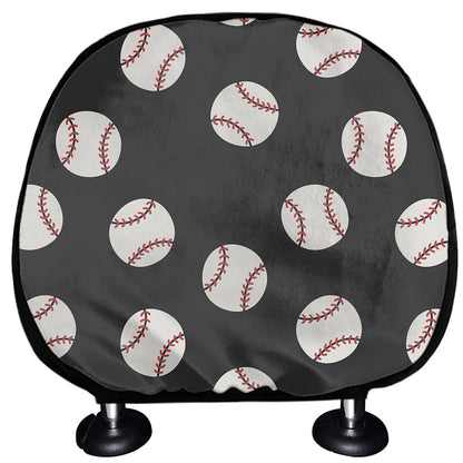 Black Baseball Pattern Print Car Headrest Covers