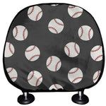 Black Baseball Pattern Print Car Headrest Covers