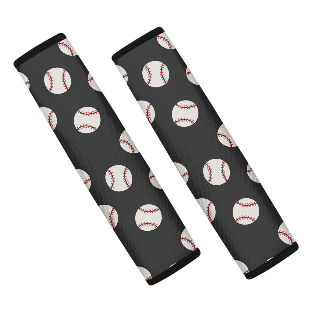 Black Baseball Pattern Print Car Seat Belt Covers