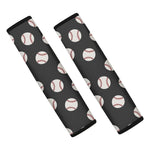 Black Baseball Pattern Print Car Seat Belt Covers