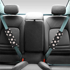 Black Baseball Pattern Print Car Seat Belt Covers