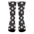 Black Baseball Pattern Print Crew Socks