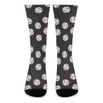 Black Baseball Pattern Print Crew Socks