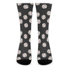 Black Baseball Pattern Print Crew Socks