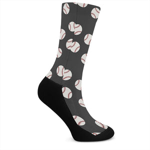 Black Baseball Pattern Print Crew Socks