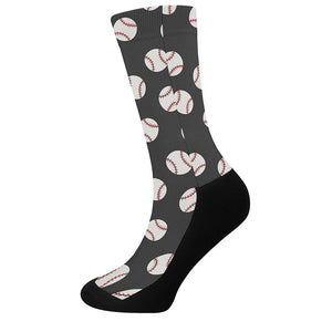 Black Baseball Pattern Print Crew Socks