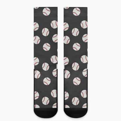 Black Baseball Pattern Print Crew Socks