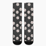 Black Baseball Pattern Print Crew Socks