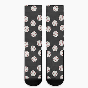 Black Baseball Pattern Print Crew Socks