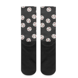 Black Baseball Pattern Print Crew Socks