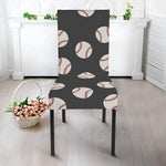 Black Baseball Pattern Print Dining Chair Slipcover