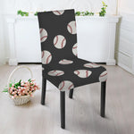 Black Baseball Pattern Print Dining Chair Slipcover