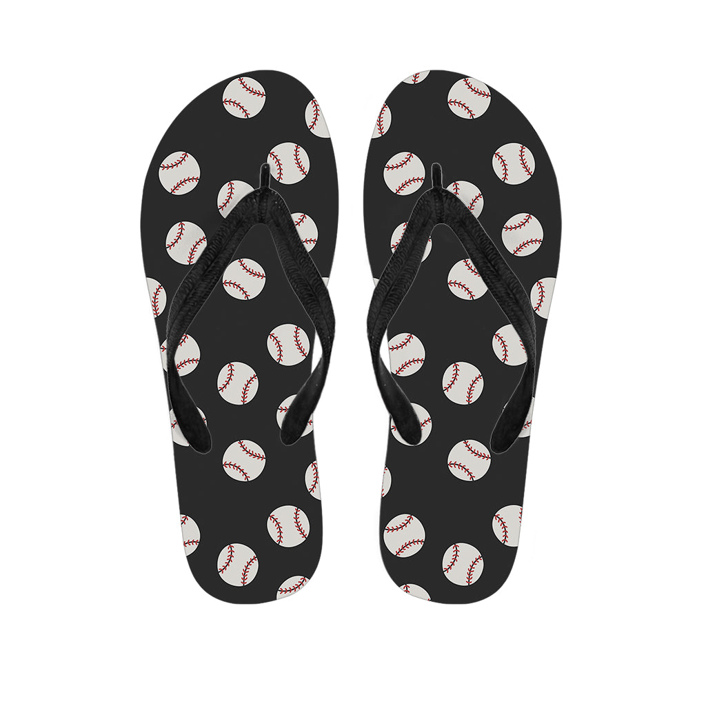 Black Baseball Pattern Print Flip Flops