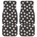 Black Baseball Pattern Print Front and Back Car Floor Mats