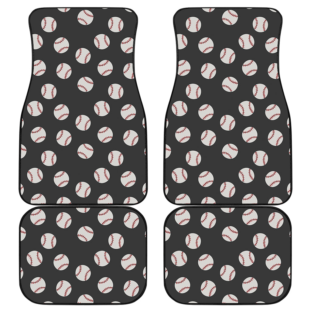 Black Baseball Pattern Print Front and Back Car Floor Mats