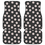 Black Baseball Pattern Print Front and Back Car Floor Mats