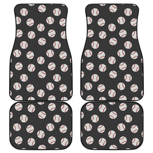 Black Baseball Pattern Print Front and Back Car Floor Mats