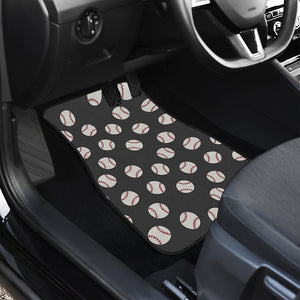 Black Baseball Pattern Print Front and Back Car Floor Mats