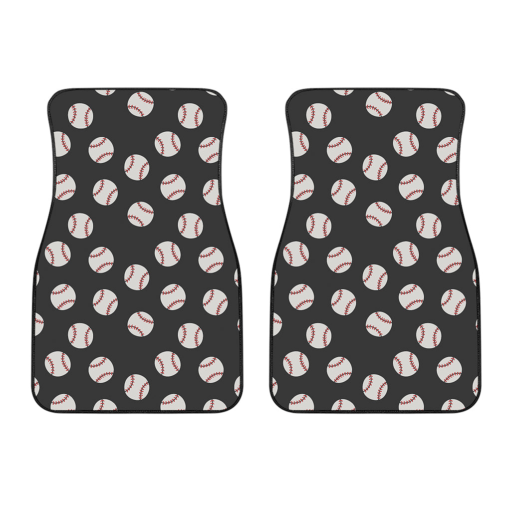 Black Baseball Pattern Print Front Car Floor Mats