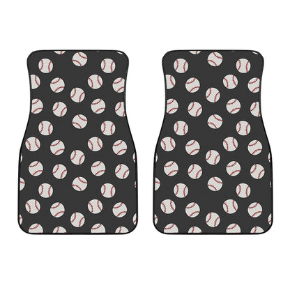 Black Baseball Pattern Print Front Car Floor Mats