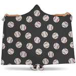 Black Baseball Pattern Print Hooded Blanket