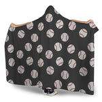 Black Baseball Pattern Print Hooded Blanket