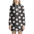 Black Baseball Pattern Print Pullover Hoodie Dress
