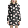 Black Baseball Pattern Print Hoodie Dress