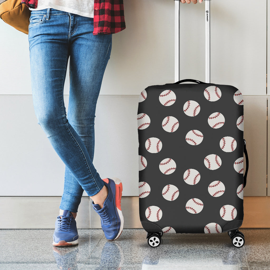 Black Baseball Pattern Print Luggage Cover