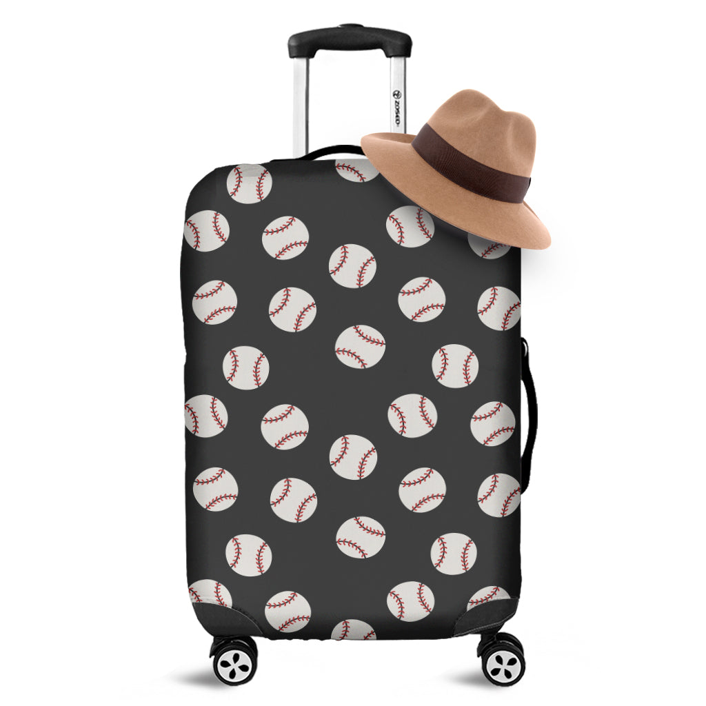 Black Baseball Pattern Print Luggage Cover