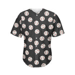Black Baseball Pattern Print Men's Baseball Jersey