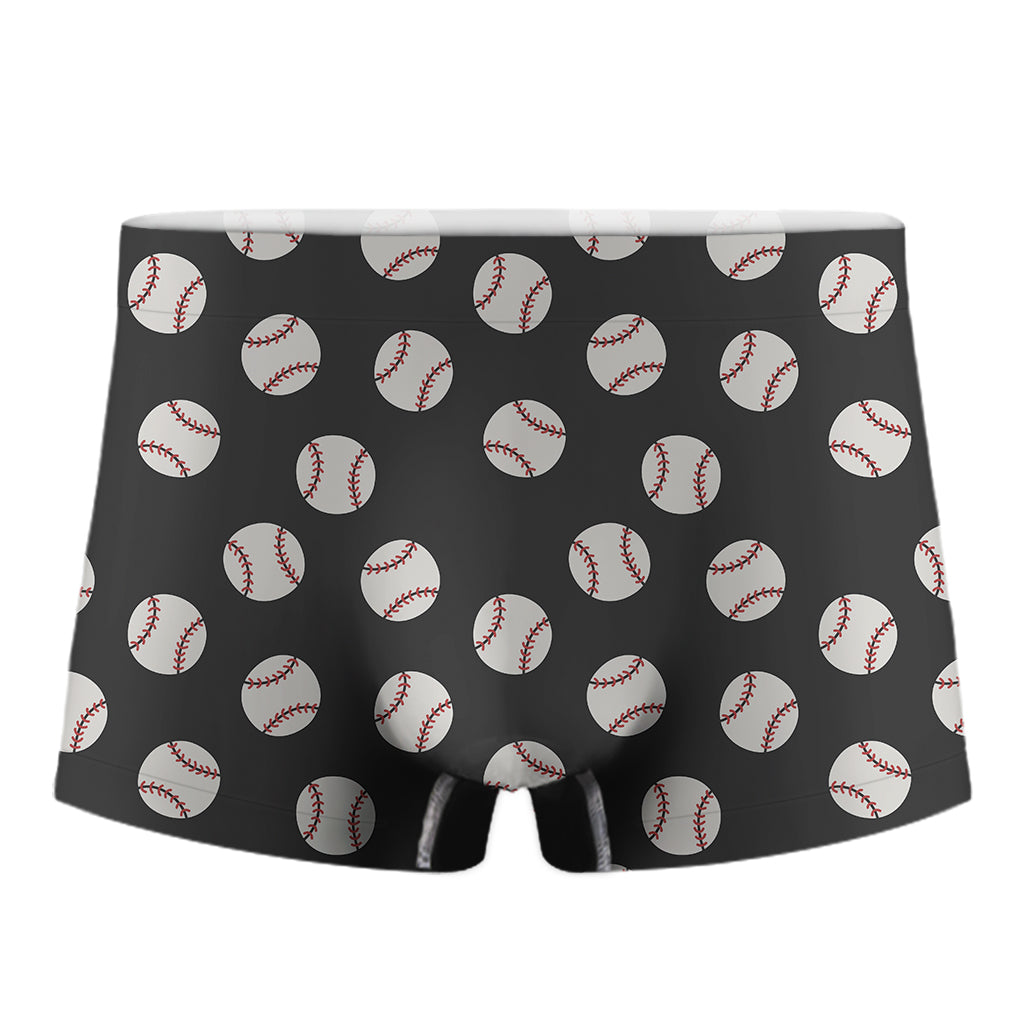 Black Baseball Pattern Print Men's Boxer Briefs