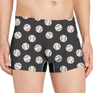 Black Baseball Pattern Print Men's Boxer Briefs