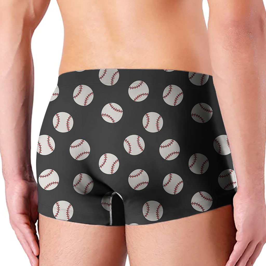 Black Baseball Pattern Print Men's Boxer Briefs