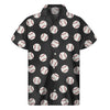 Black Baseball Pattern Print Men's Short Sleeve Shirt