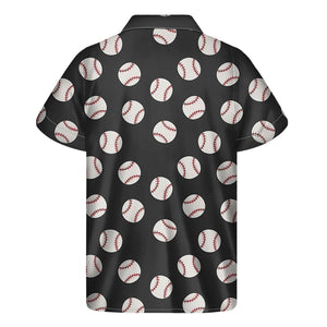 Black Baseball Pattern Print Men's Short Sleeve Shirt