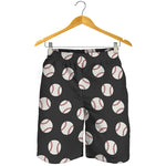 Black Baseball Pattern Print Men's Shorts