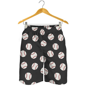 Black Baseball Pattern Print Men's Shorts