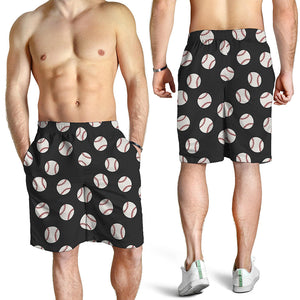 Black Baseball Pattern Print Men's Shorts