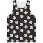 Black Baseball Pattern Print Men's Tank Top