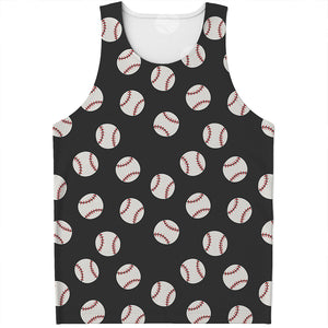 Black Baseball Pattern Print Men's Tank Top