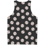 Black Baseball Pattern Print Men's Tank Top