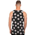 Black Baseball Pattern Print Men's Tank Top