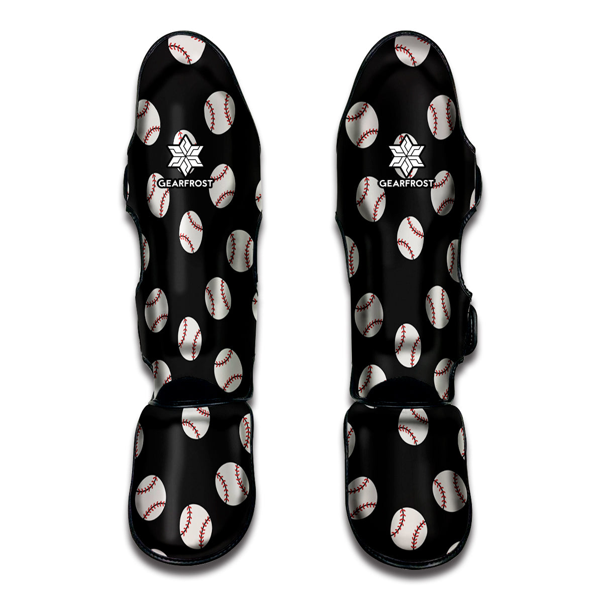 Black Baseball Pattern Print Muay Thai Shin Guard