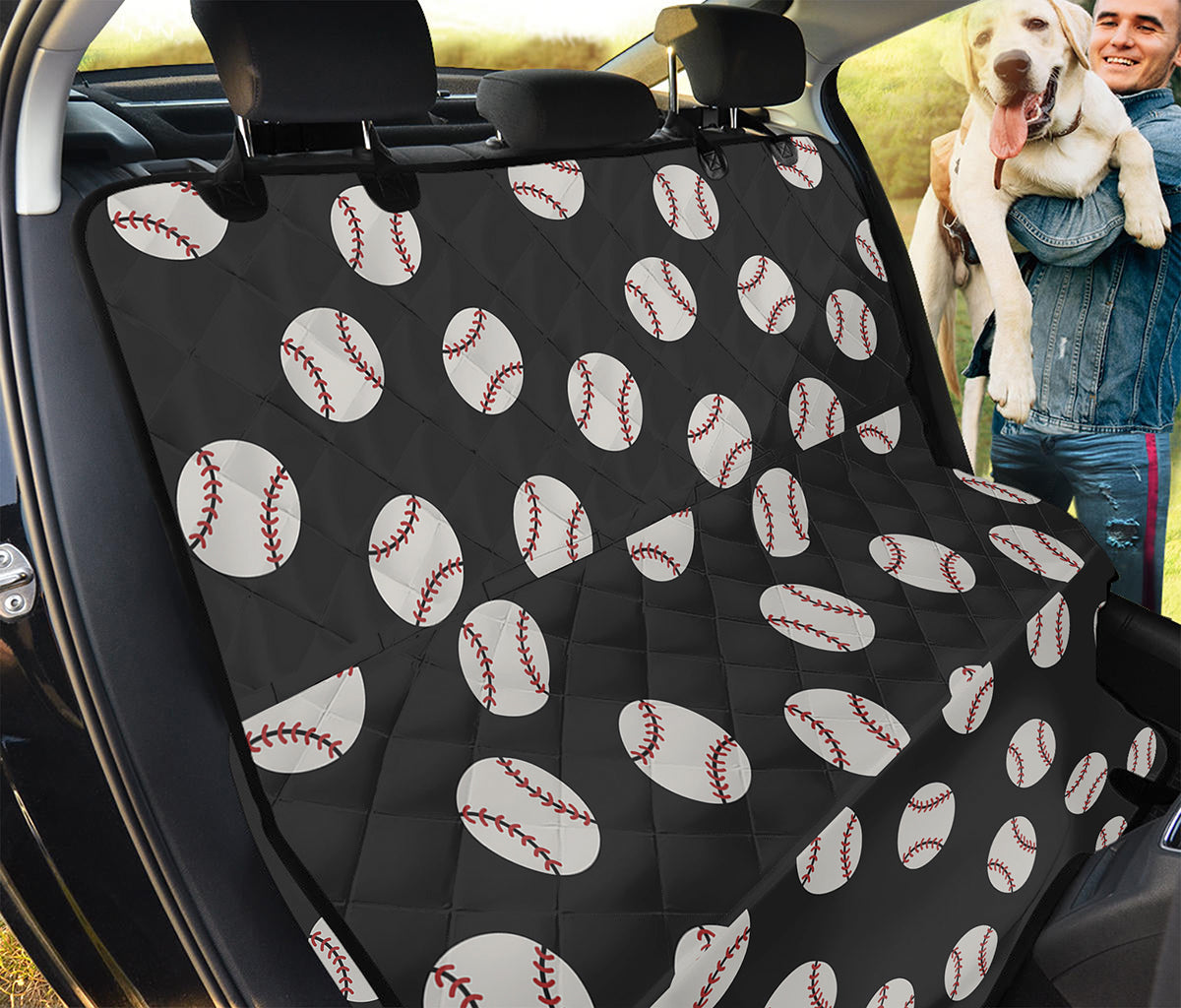 Black Baseball Pattern Print Pet Car Back Seat Cover