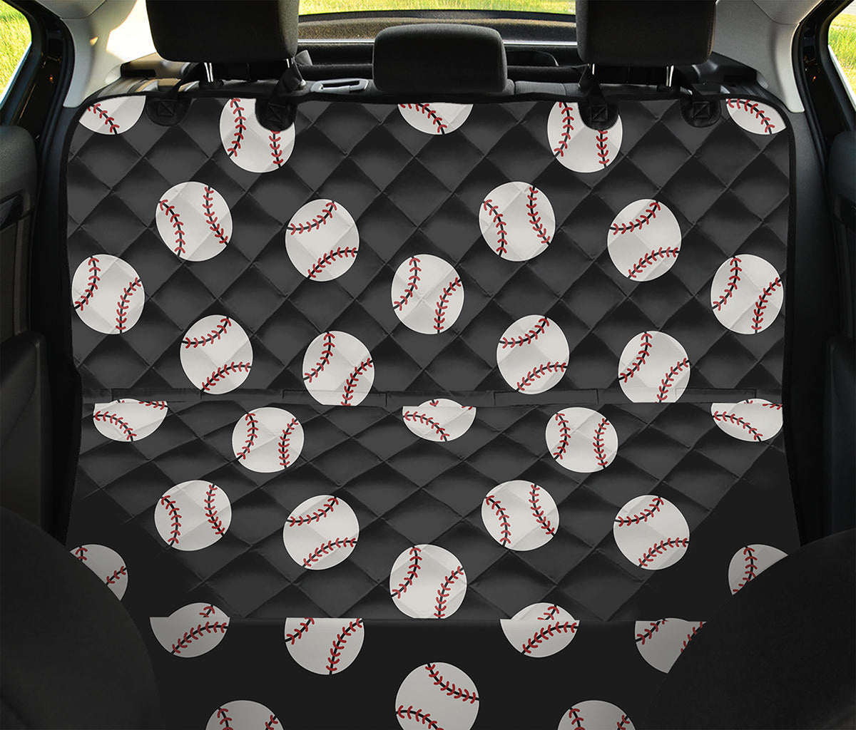 Black Baseball Pattern Print Pet Car Back Seat Cover